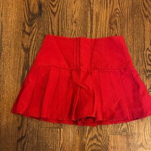 J. Crew Red Pleated Skirt